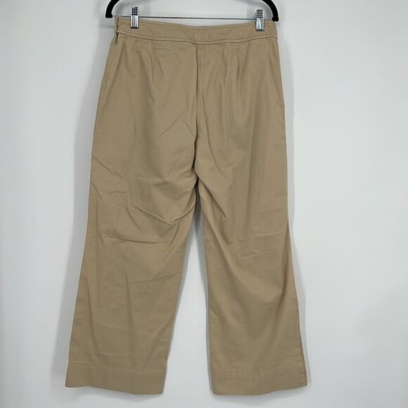 J. Jill Vintage 90s Y2K Wide Leg Cropped Pants Tan 6 Chino Khakis Patch Pockets - Picture 2 of 9